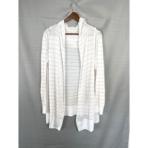 Cynthia Rowley Cardigan Sweater Womens Size XL White Linen Open Front Coastal